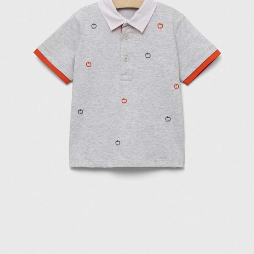 United Colors of Benetton tricouri polo din bumbac pentru copii culoarea gri