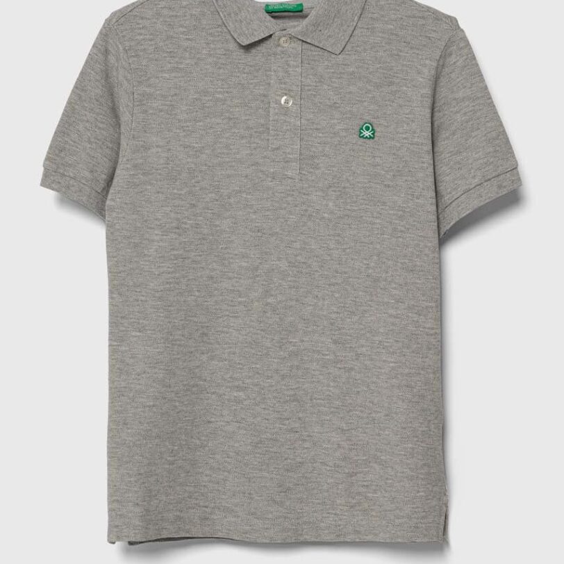 United Colors of Benetton tricouri polo din bumbac pentru copii culoarea gri