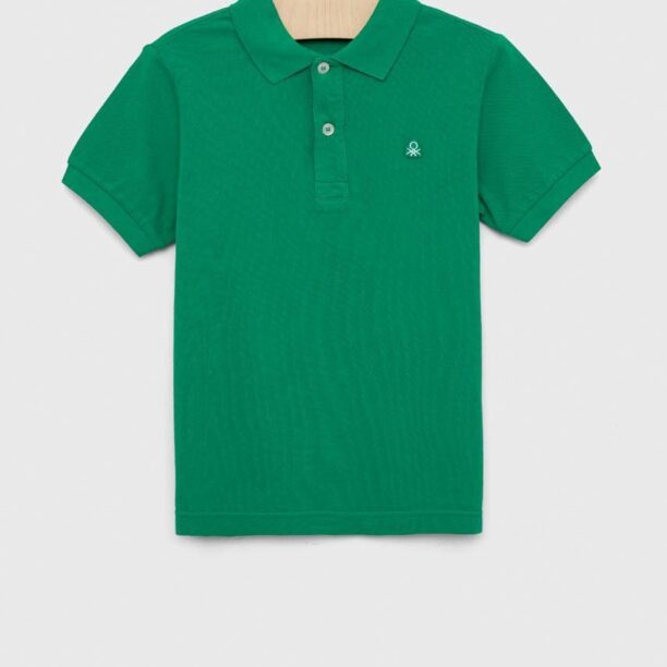 United Colors of Benetton tricouri polo din bumbac pentru copii culoarea verde