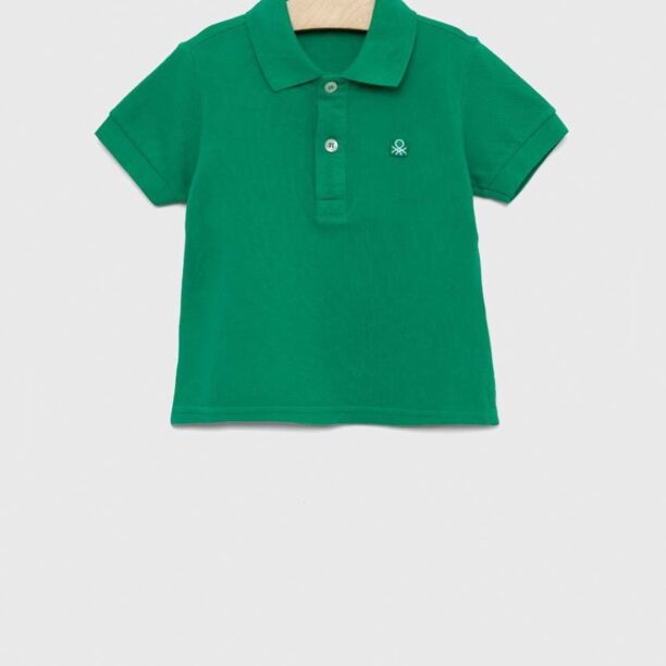 United Colors of Benetton tricouri polo din bumbac pentru copii culoarea verde