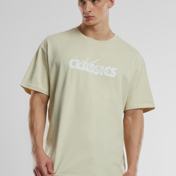 Preţ Urban Classics Tricou 'Cursive Bold'  maro cămilă / alb