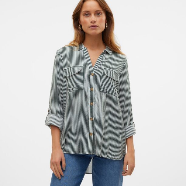 VERO MODA Bluză 'VMBumpy'  verde pin / alb preţ