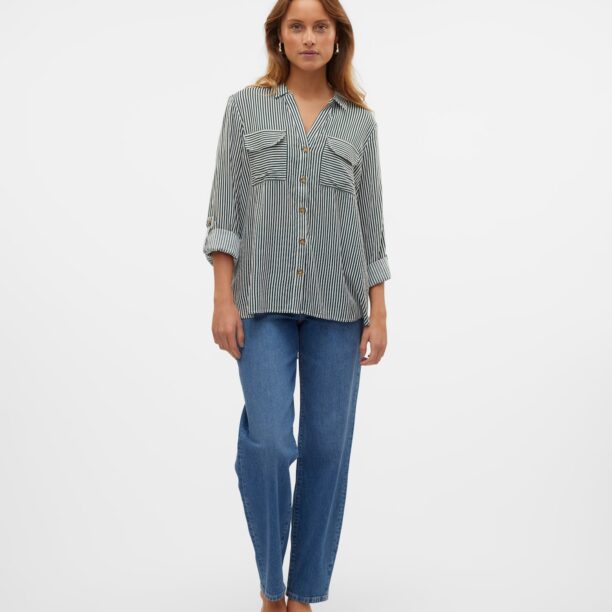 VERO MODA Bluză 'VMBumpy'  verde pin / alb