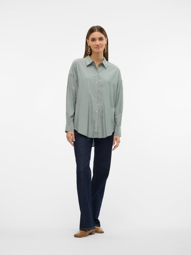 VERO MODA Bluză 'VMNORA'  verde pastel / alb