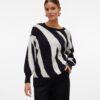 VERO MODA Pulover 'VMNancy'  negru / alb natural