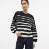 VERO MODA Pulover 'VMRain'  negru / alb