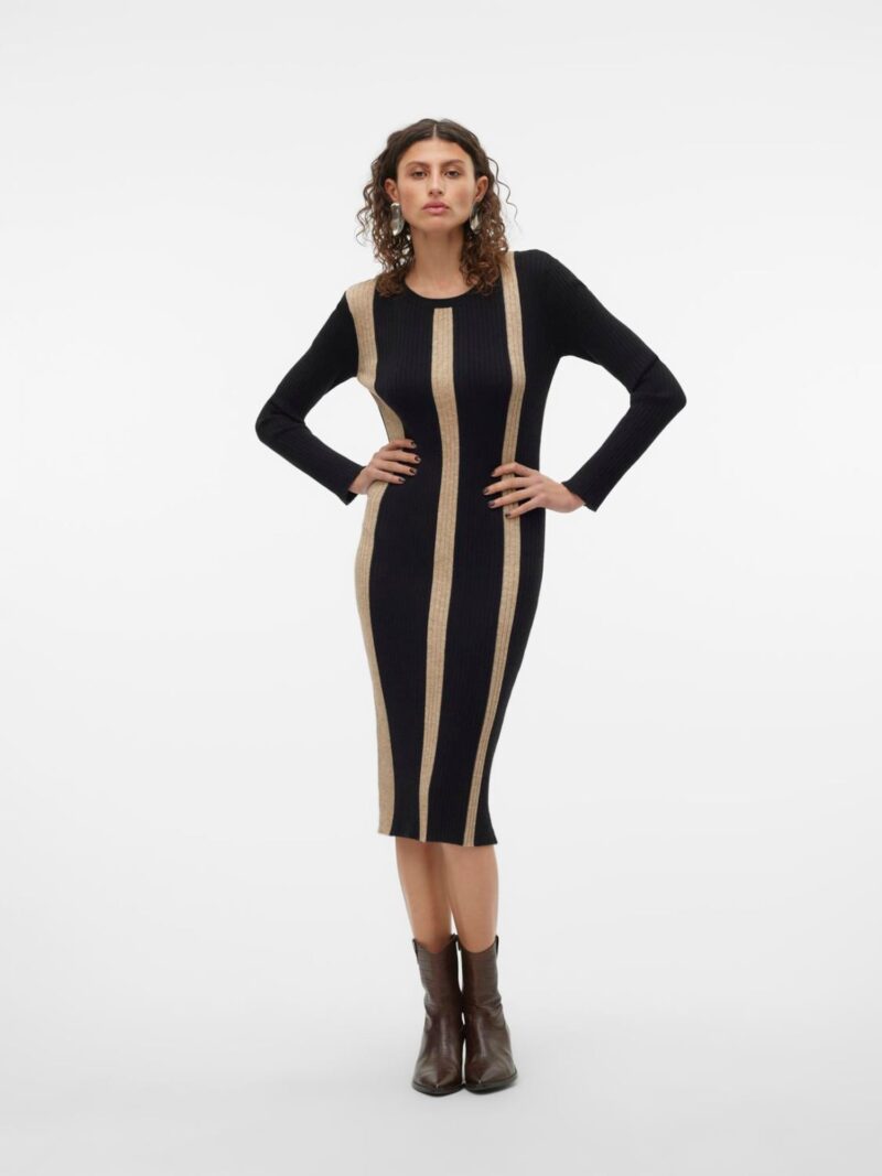 VERO MODA Rochie tricotat 'VMGOLD NEW'  bej amestecat / negru