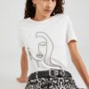 VERO MODA Tricou 'VMLINE OLLY'  gri / alb