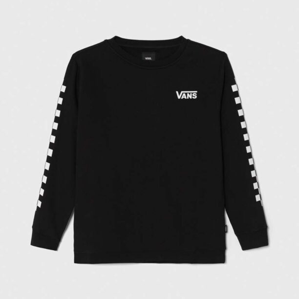 Vans bluza copii EXPOSITION CHECK CREW VN0008CBBLK1 culoarea negru