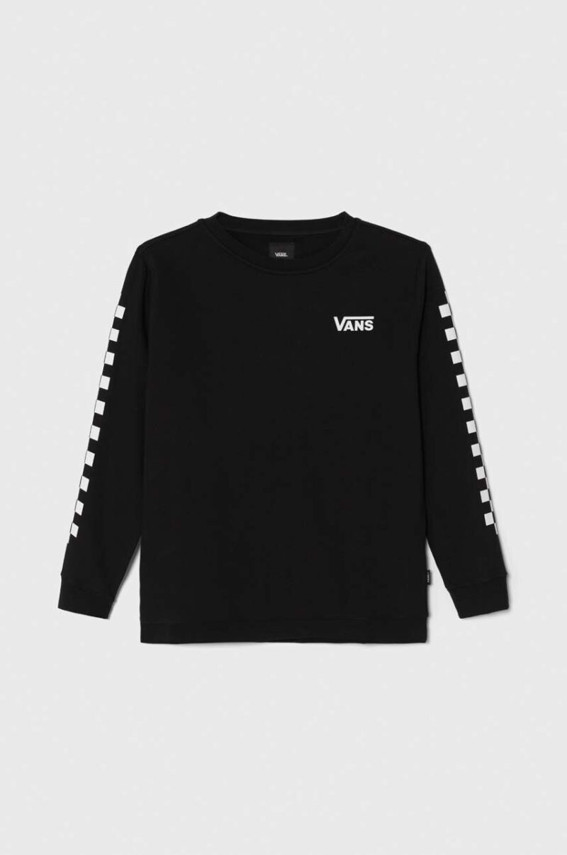 Vans bluza copii EXPOSITION CHECK CREW VN0008CBBLK1 culoarea negru