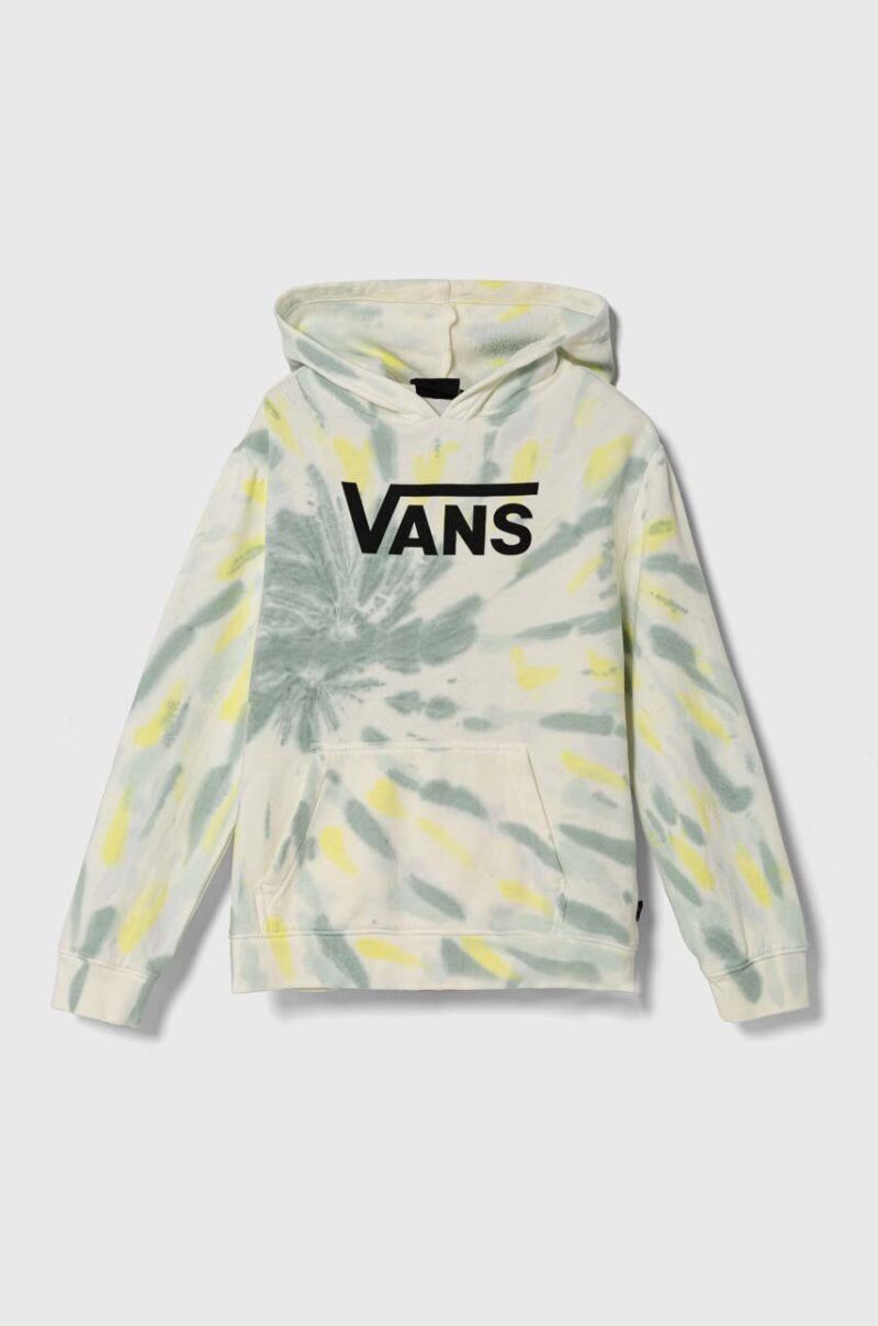 Vans bluza copii SPIRAL TIE DYE HOODIE culoarea verde