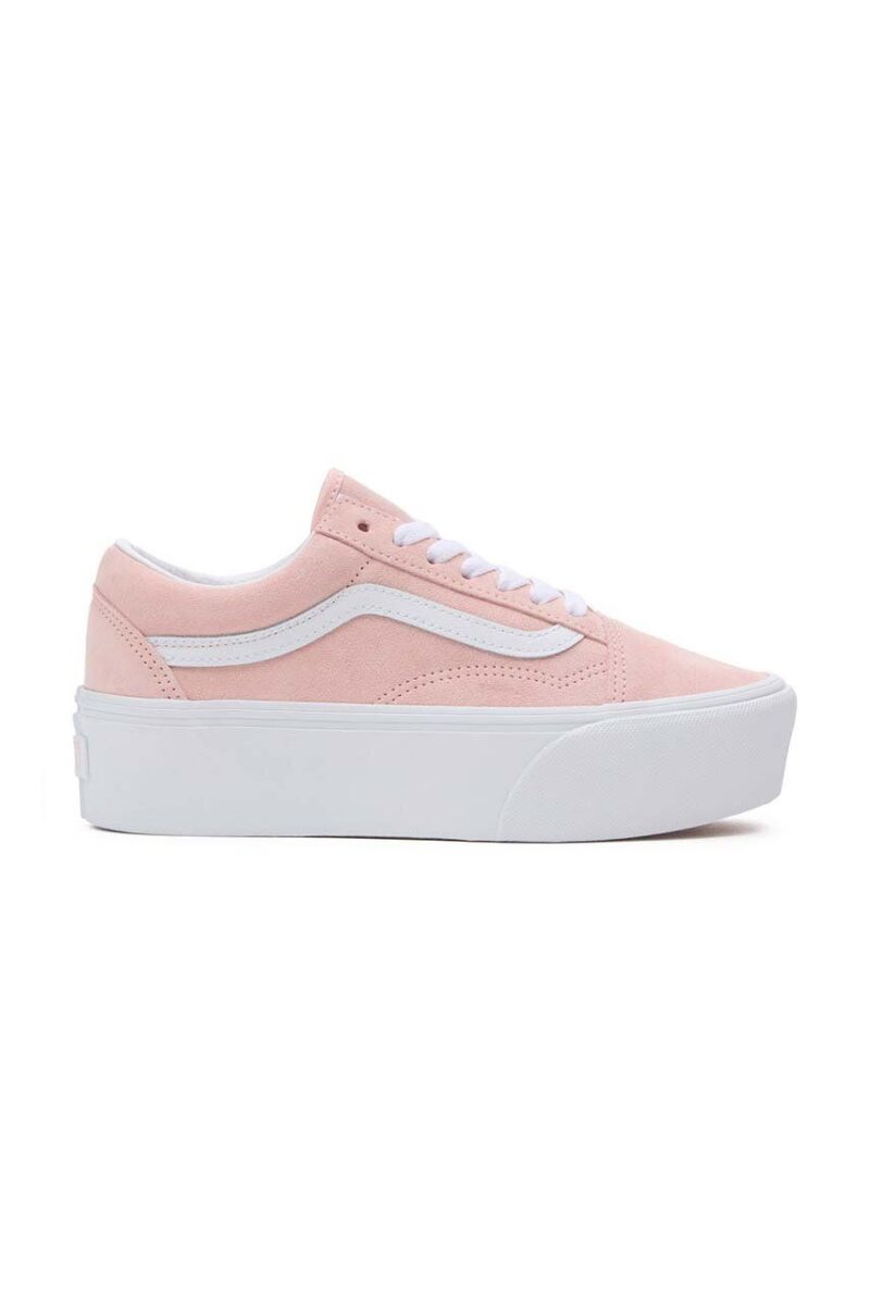 Vans tenisi din piele intoarsa Old Skool Stackform culoarea roz