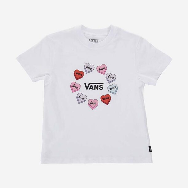 Vans tricou de bumbac pentru copii Candy Hearts culoarea alb