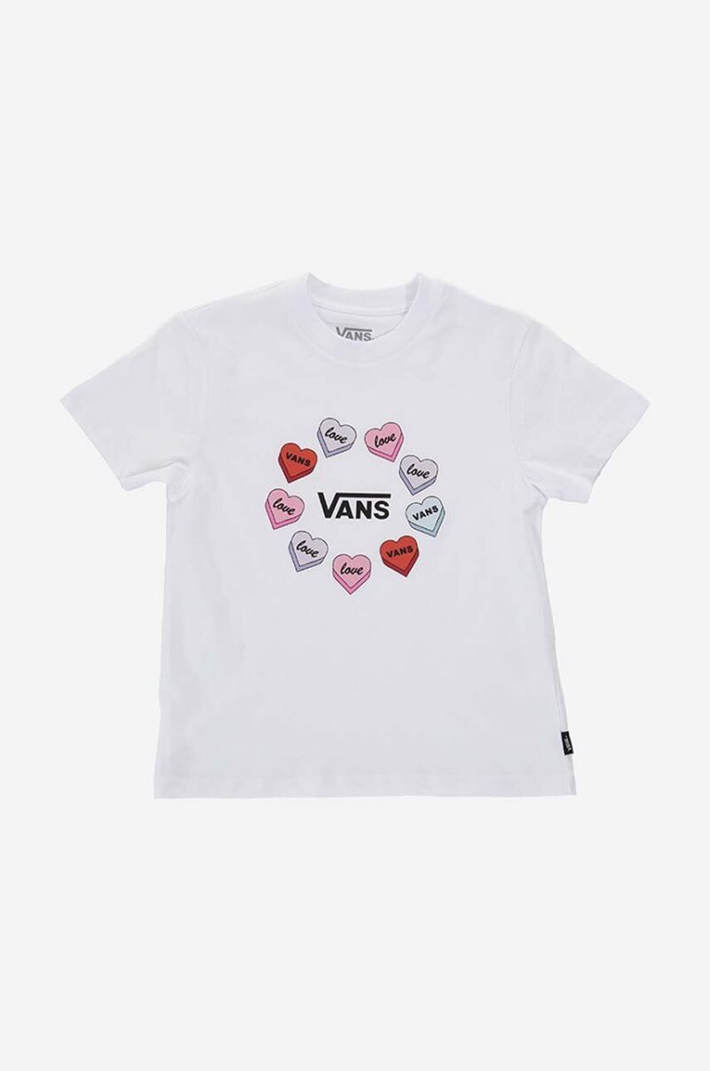 Vans tricou de bumbac pentru copii Candy Hearts culoarea alb