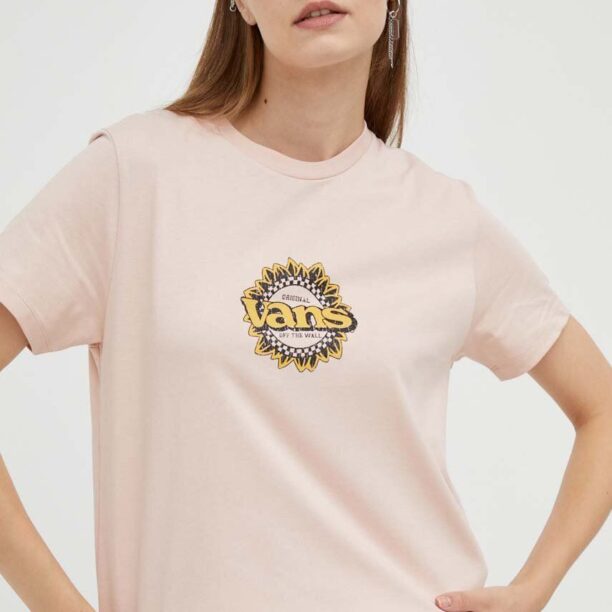 Vans tricou din bumbac culoarea roz