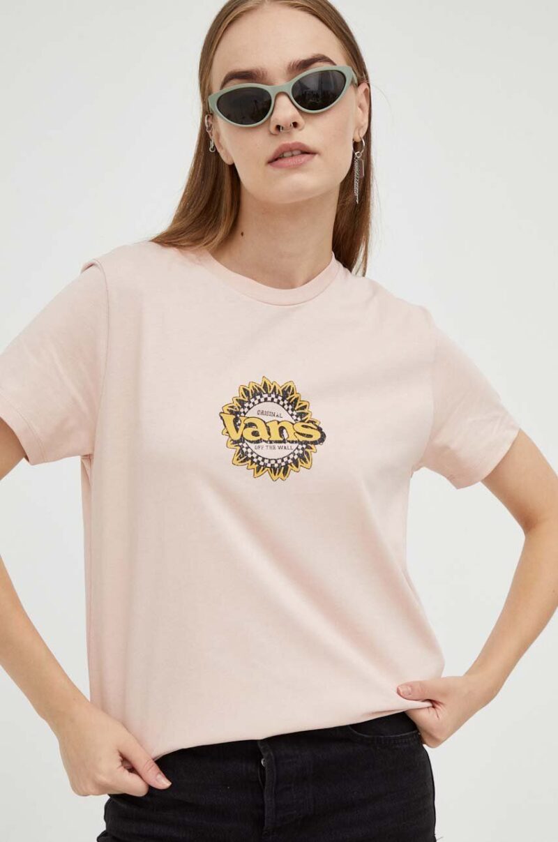 Vans tricou din bumbac culoarea roz