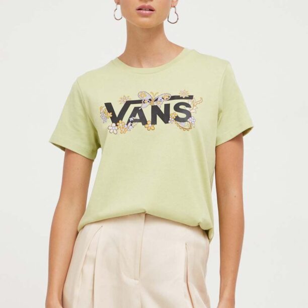 Vans tricou din bumbac culoarea verde