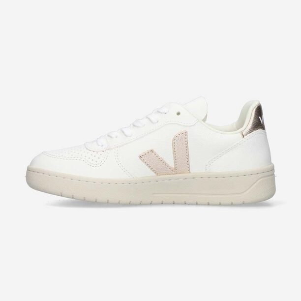 Veja sneakers din piele V-10 culoarea alb VX052935 preţ