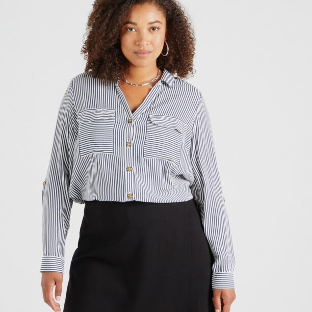 Vero Moda Curve Bluză 'VMBumpy'  bleumarin / alb