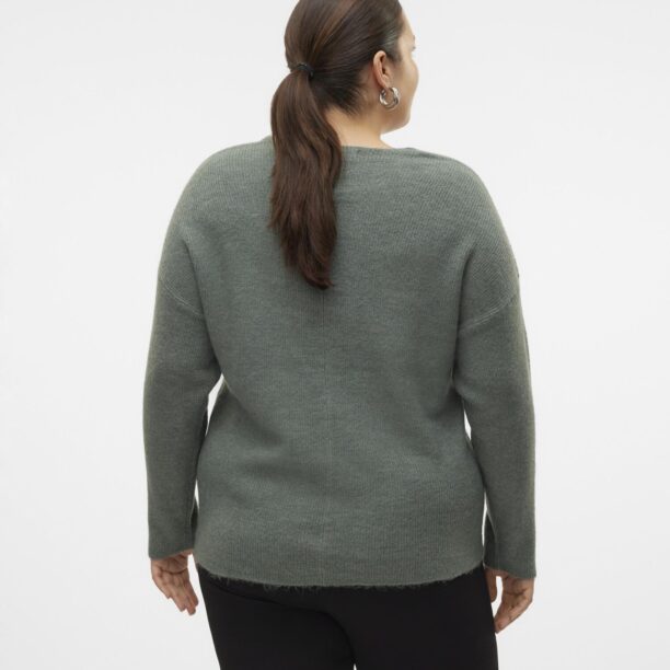 Vero Moda Curve Pulover 'VMCREWLEFILE'  verde închis preţ