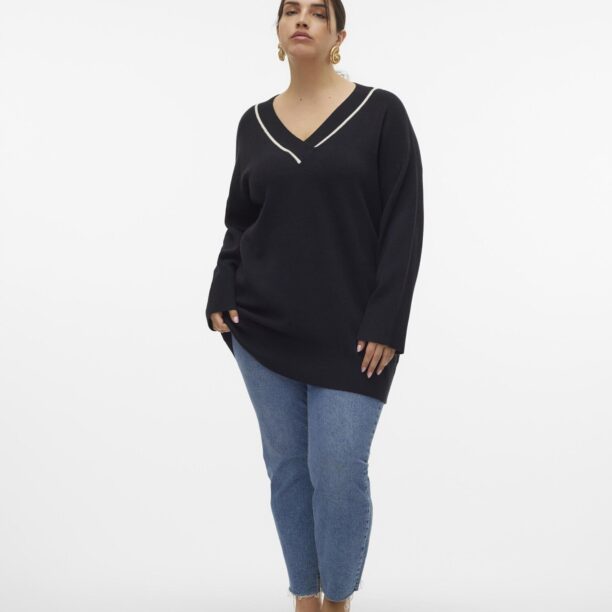 Cumpăra Vero Moda Curve Pulover 'VMCSABA'  negru / alb