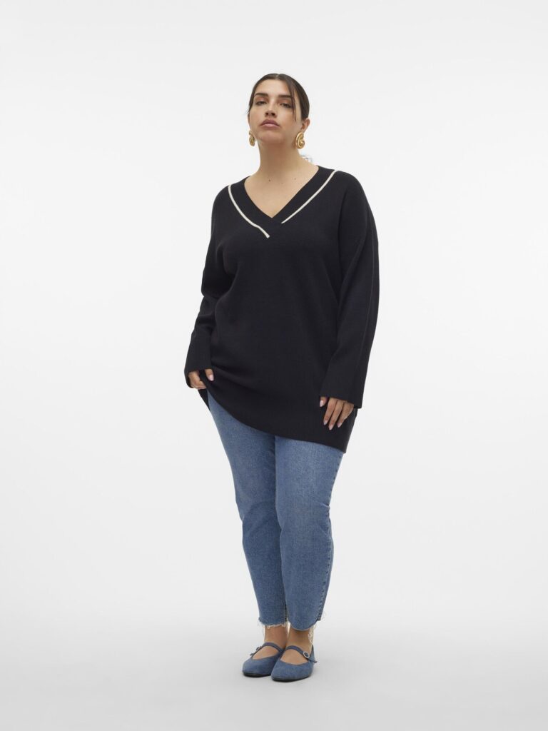 Cumpăra Vero Moda Curve Pulover 'VMCSABA'  negru / alb