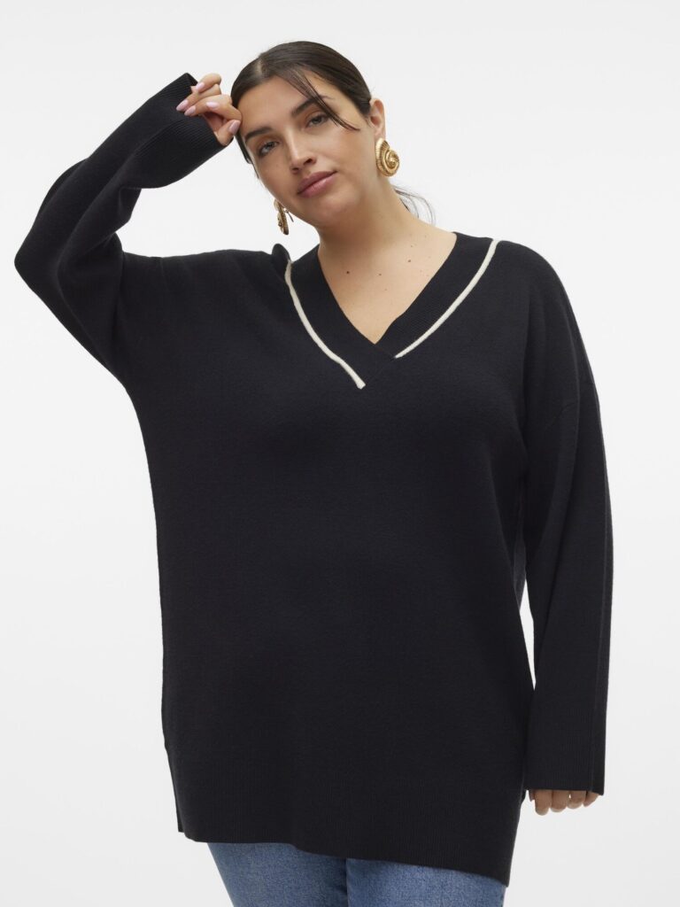 Preţ Vero Moda Curve Pulover 'VMCSABA'  negru / alb