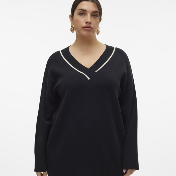 Vero Moda Curve Pulover 'VMCSABA'  negru / alb