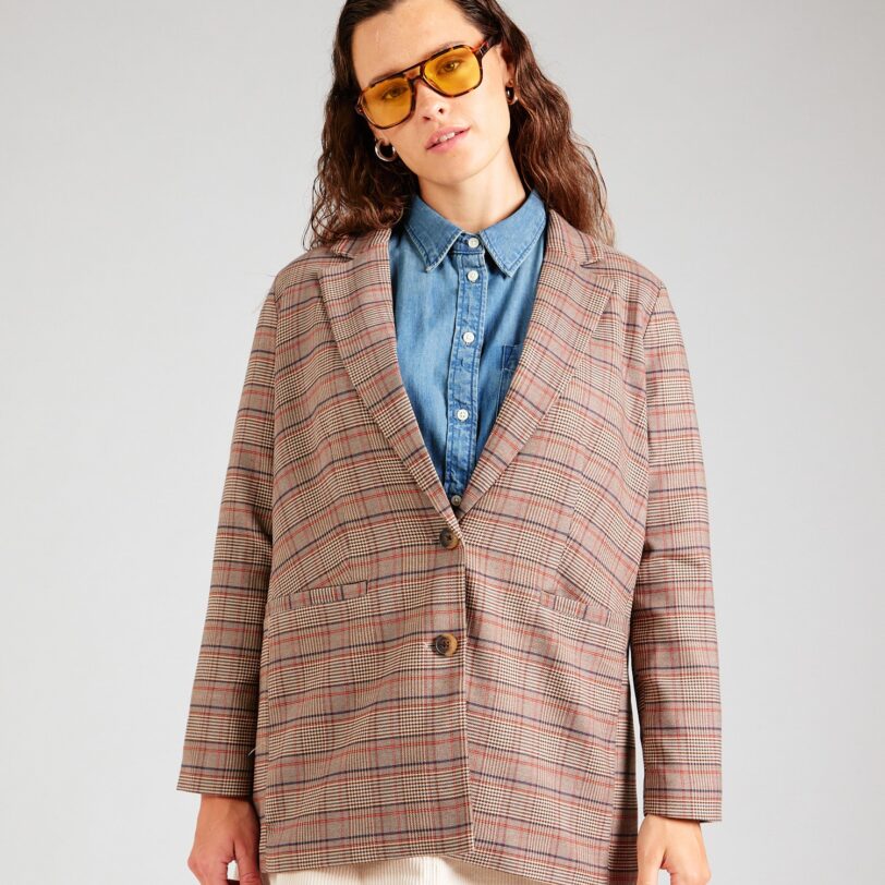 Vero Moda Curve Sacou  bej închis / albastru / roșu