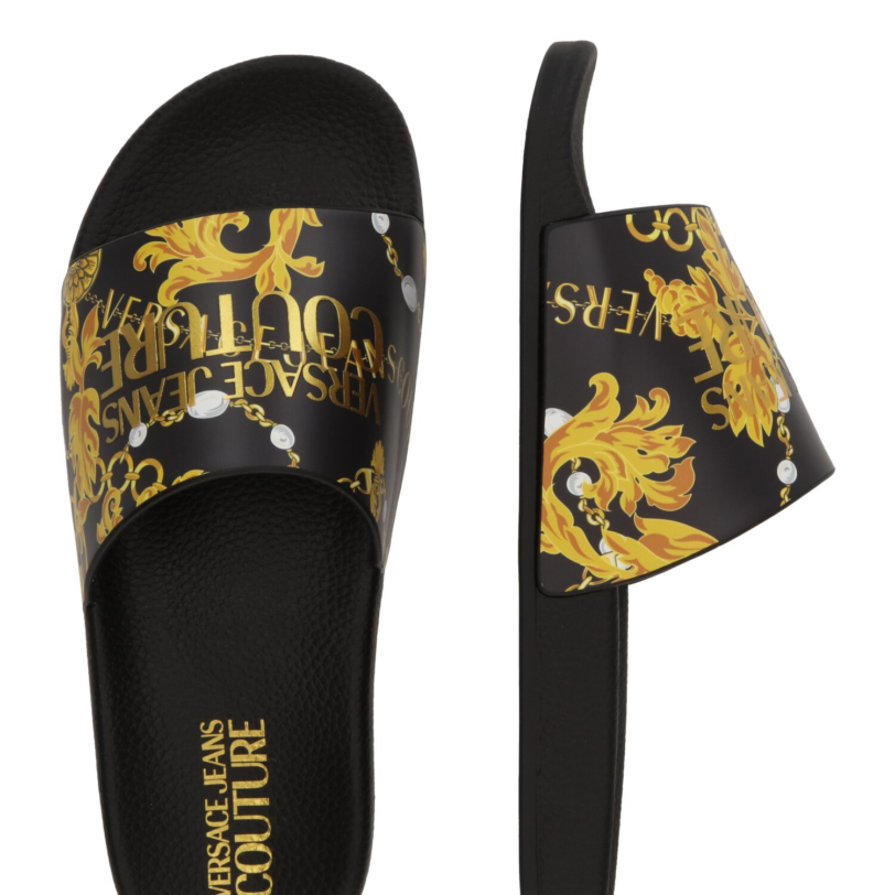 Versace Jeans Couture Saboți 'FONDO SHELLY'  galben auriu / galben șofran / auriu / negru