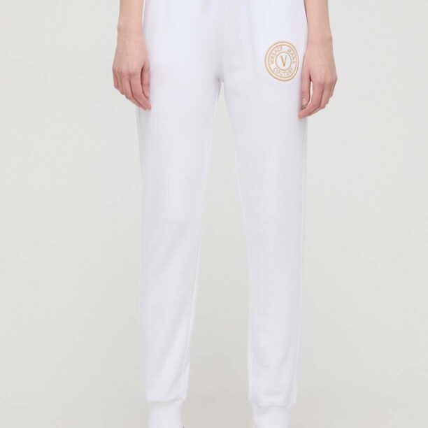 Versace Jeans Couture pantaloni de trening din bumbac culoarea alb