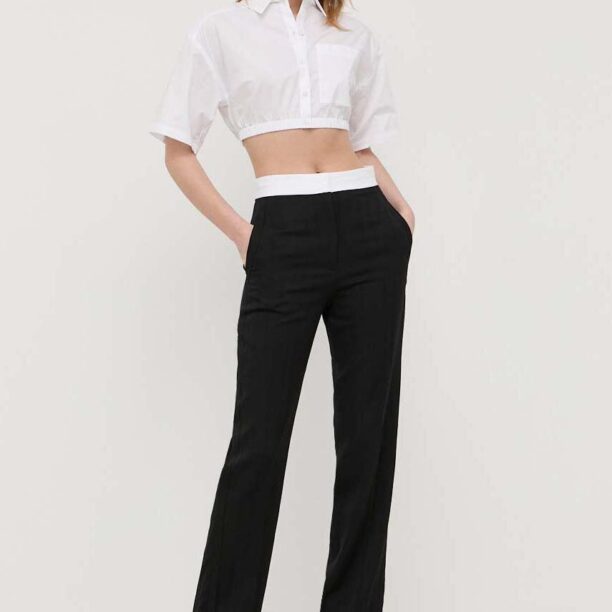 Victoria Beckham pantaloni de lana culoarea negru