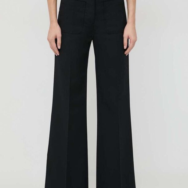 Victoria Beckham pantaloni din lână culoarea negru