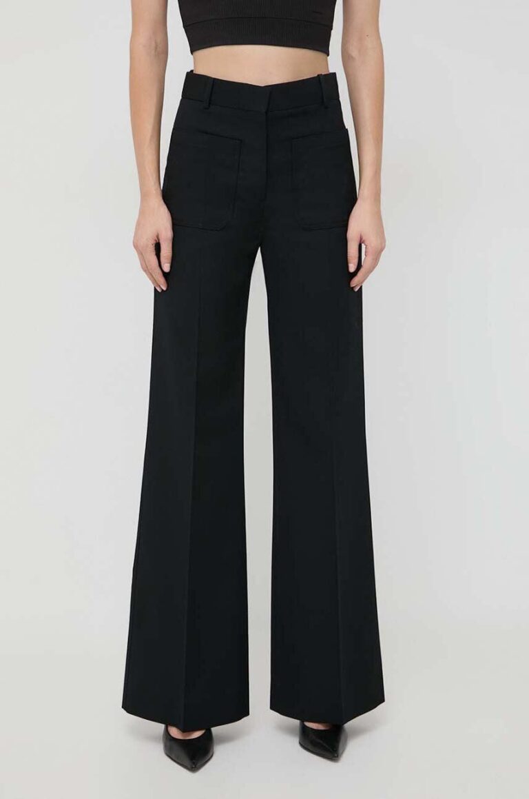 Victoria Beckham pantaloni din lână culoarea negru