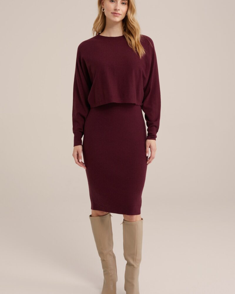 Cumpăra WE Fashion Rochie tricotat  roșu burgundy / roșu vin