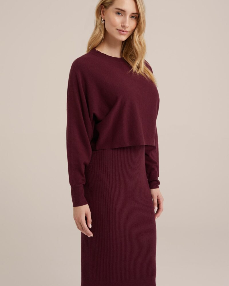 WE Fashion Rochie tricotat  roșu burgundy / roșu vin