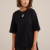 WE Fashion Tricou supradimensional  negru / alb