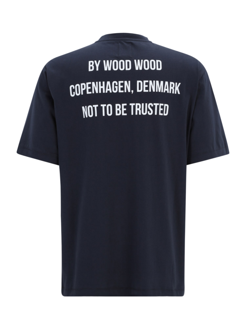 WOOD WOOD Tricou 'Asa Not To Be Trusted'  albastru noapte / alb