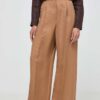 Weekend Max Mara pantaloni din in culoarea maro