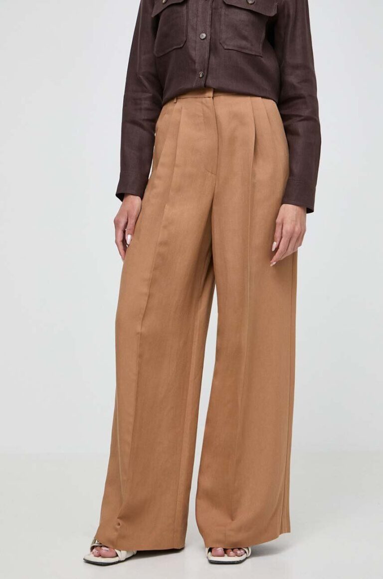 Weekend Max Mara pantaloni din in culoarea maro