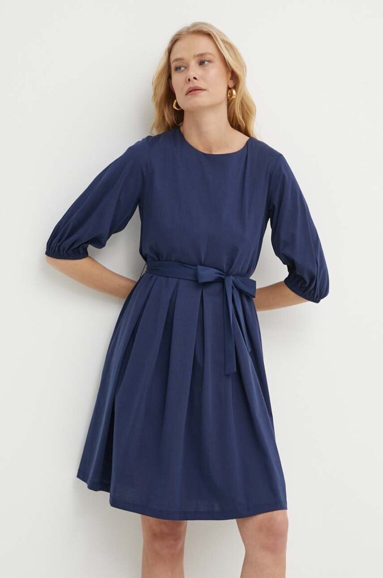 Weekend Max Mara rochie din bumbac culoarea bleumarin