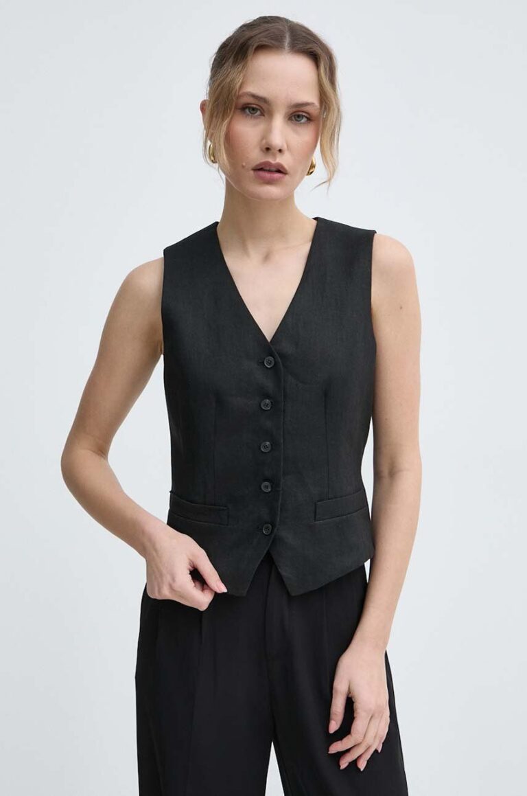 Weekend Max Mara vestă de in culoarea negru