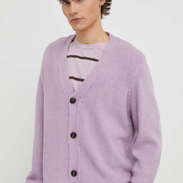 Won Hundred cardigan din lână culoarea violet