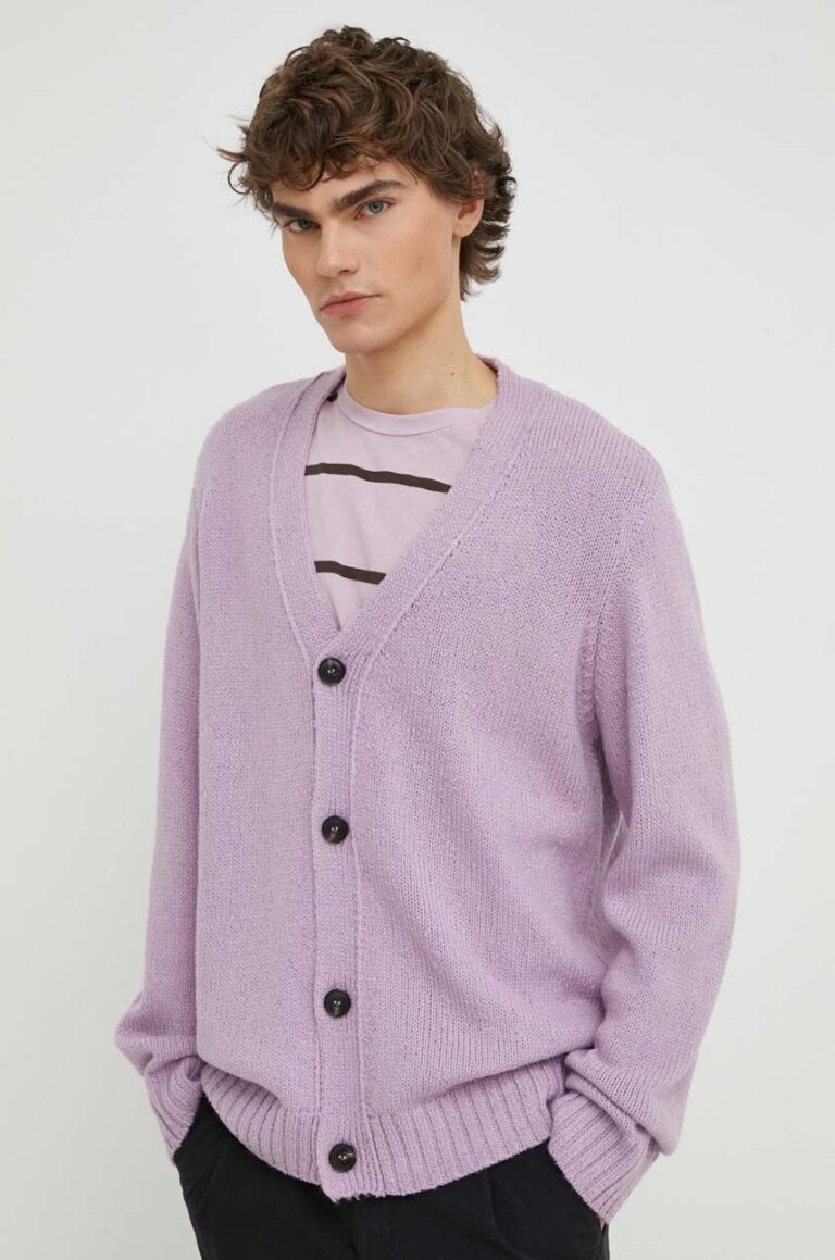 Won Hundred cardigan din lână culoarea violet