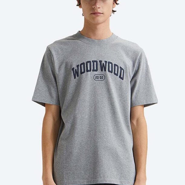 Wood Wood tricou din bumbac Bobby IVY T-shirt culoarea gri