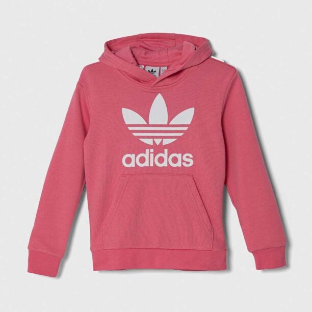 adidas Originals bluza copii TREFOIL HOODIE culoarea roz