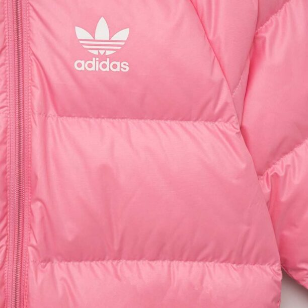 adidas Originals geaca de puf pentru copii culoarea roz preţ