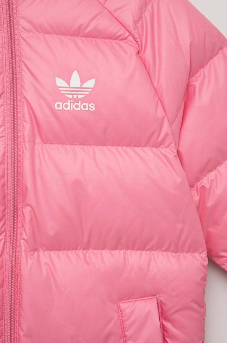 adidas Originals geaca de puf pentru copii culoarea roz preţ