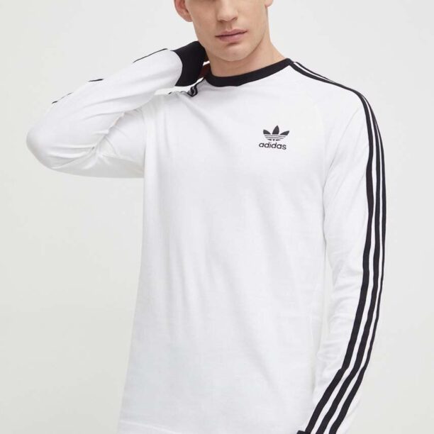 adidas Originals longsleeve din bumbac culoarea alb