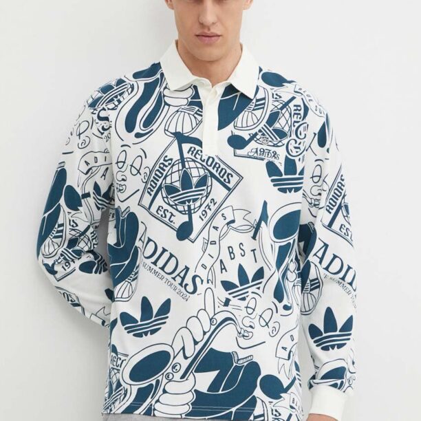 adidas Originals longsleeve din bumbac culoarea bej